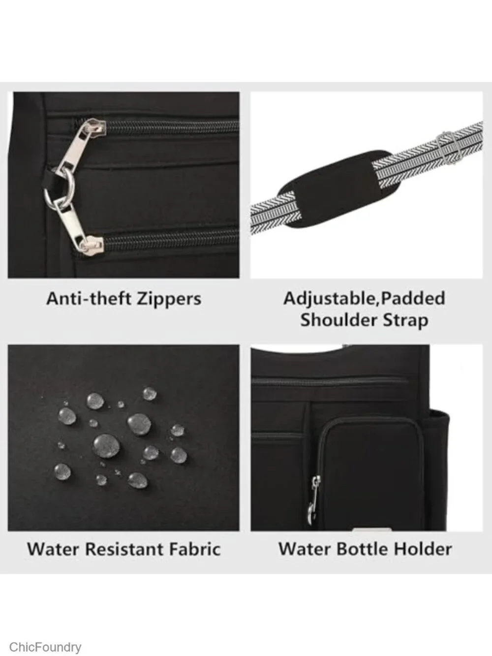 Anti Theft Crossbody Bag for Women, Waterproof Nylon Travel Purse with RFID